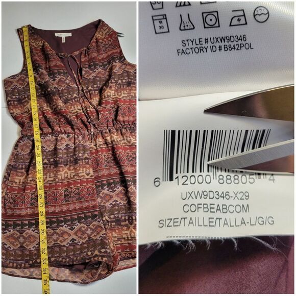 BCBG Generation Coffee Bean Combo Southwestern Boho Romper Large - Picture 12 of 13